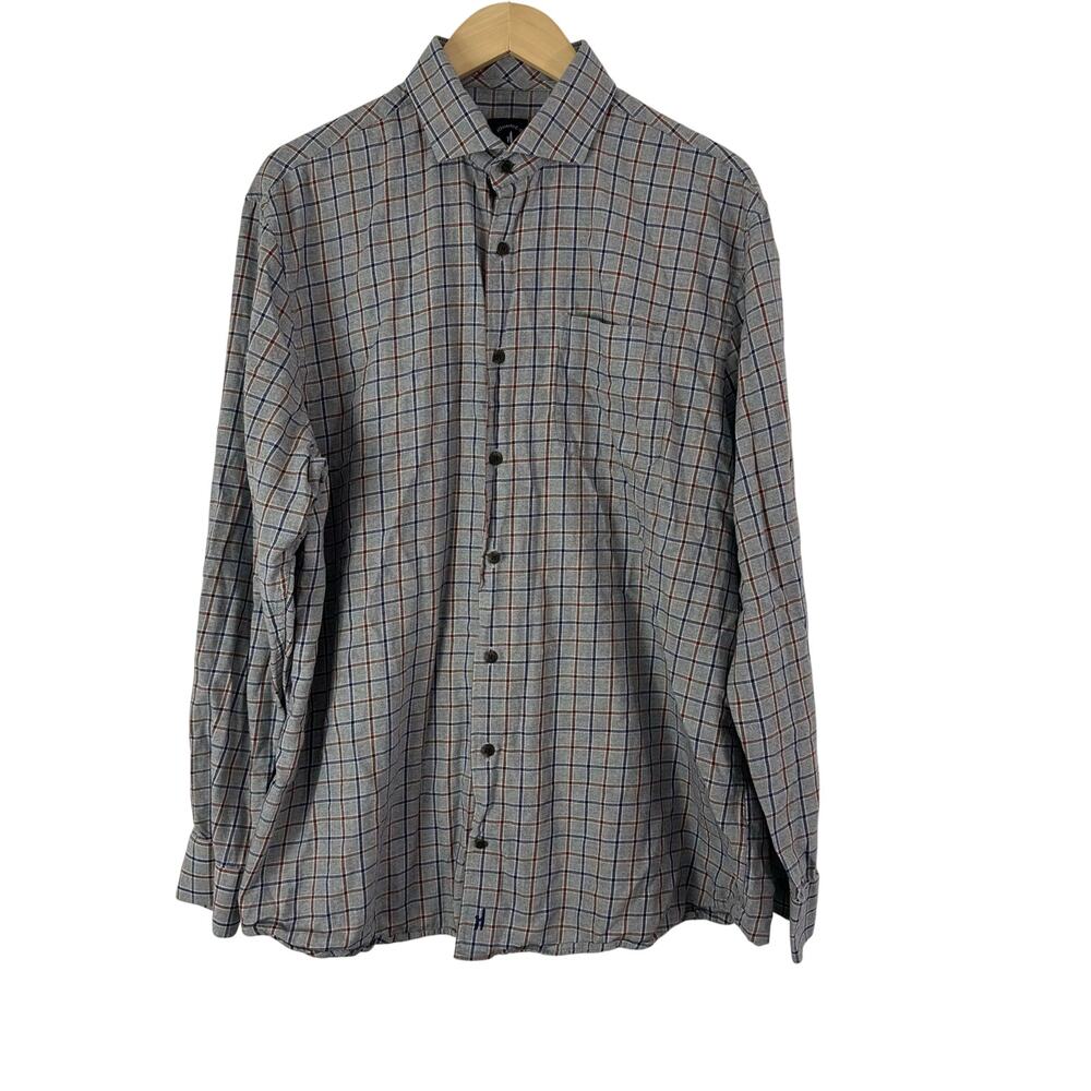 Johnnie-O Top Shelf Shirt Mens XL Gray Blue Button Up Long Sleeve‎ Casual Cotton